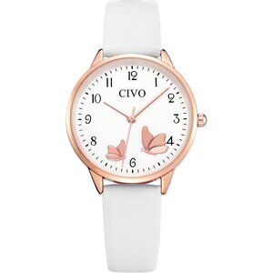 CIVO Women's Analog Quartz Watch, Waterproof Leather Strap Elegant Dress Watch